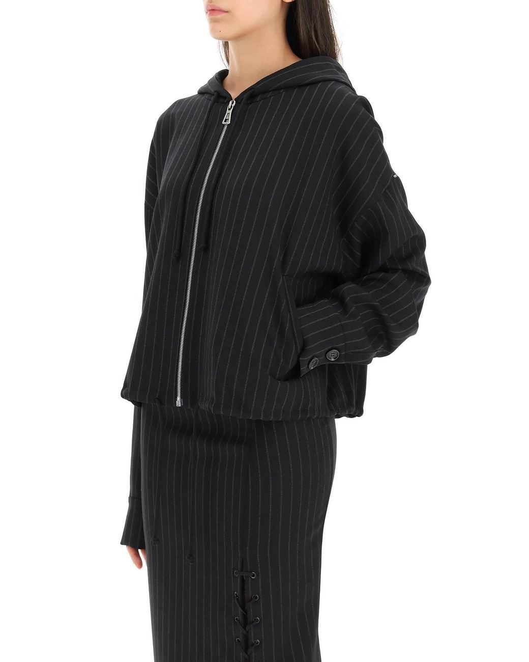 Sportmax Black Logo Pinstripe Casual Jacket
