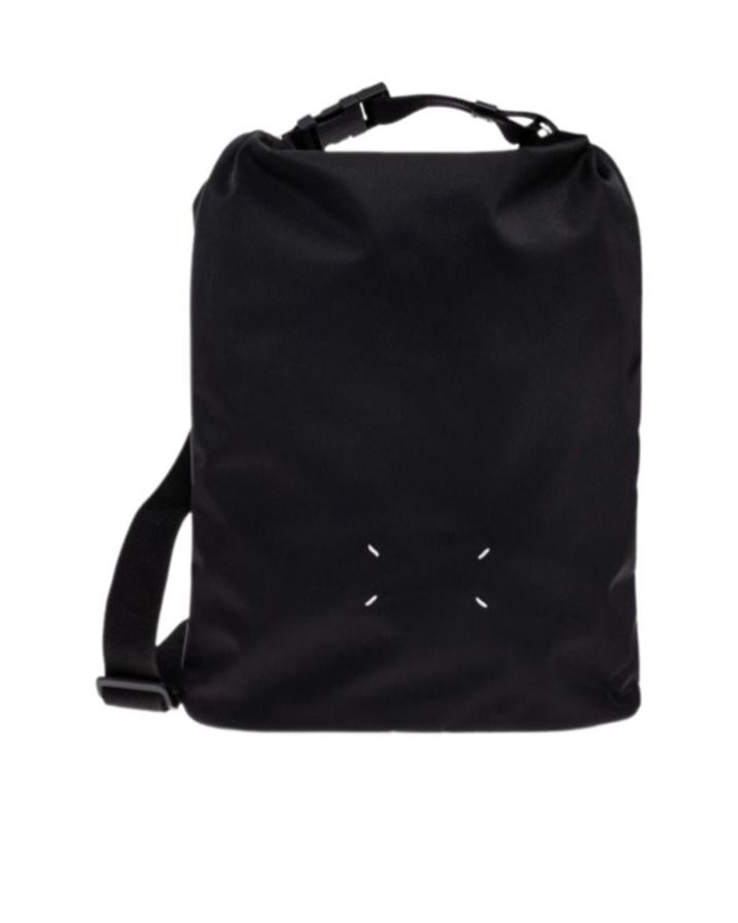 Maison Margiela Black Logo Detailed Roll-Up Backpack for men