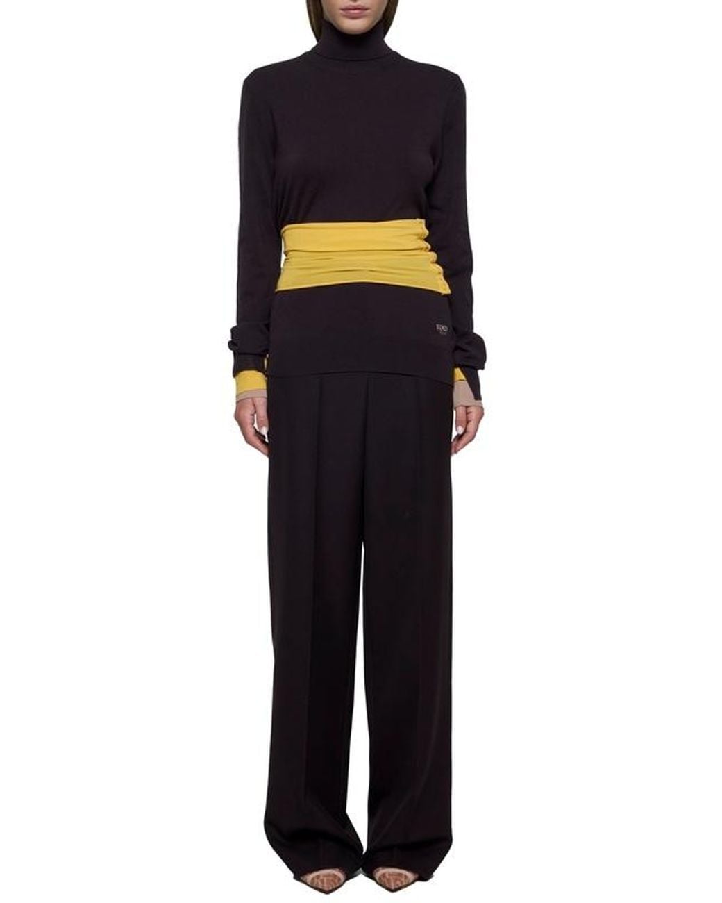 Fendi Brown Straight-Leg Tailored Cut Trousers
