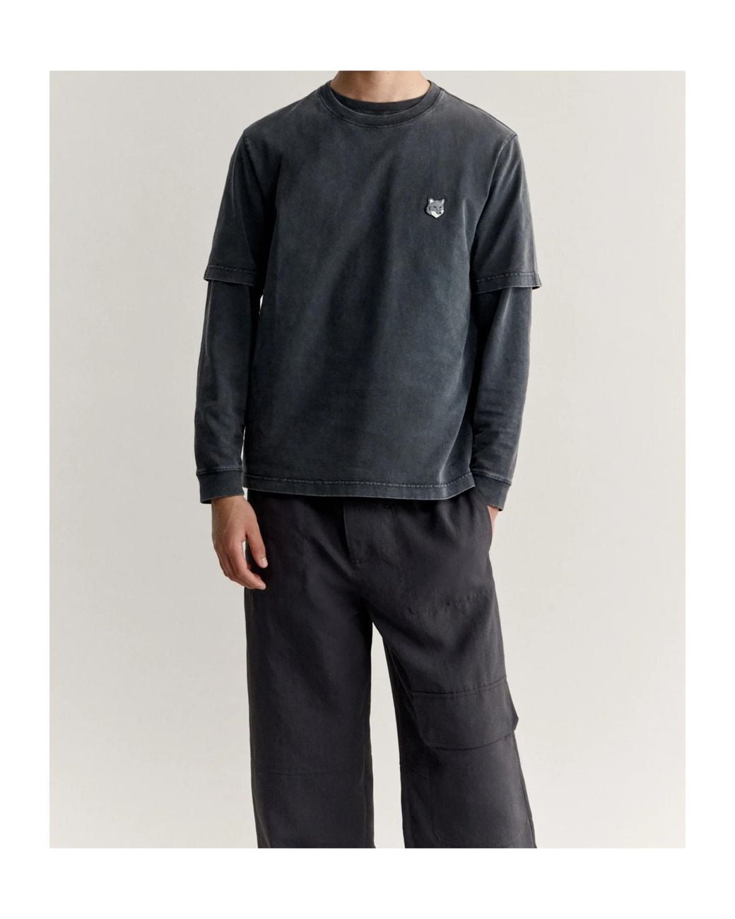 Maison Kitsuné Black Maison Kitsuné Fox Patch T-Shirt for men