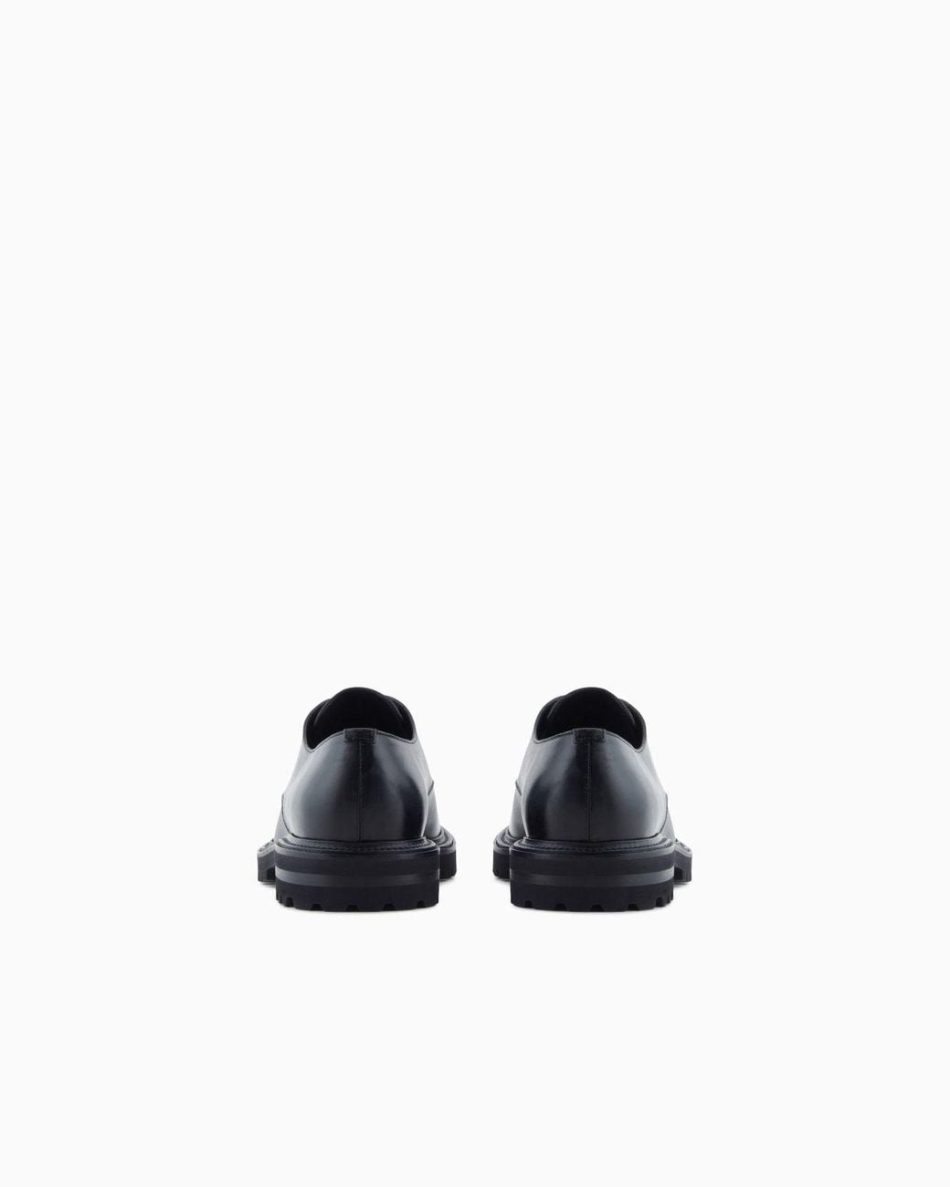 Giorgio Armani Black Logo Embossed Lace-Up Shoes for men