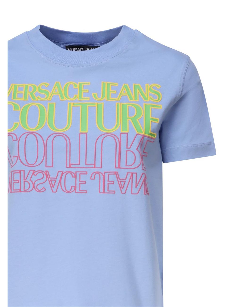 Versace Jeans Blue Couture Logo Printed Crewneck T-Shirt