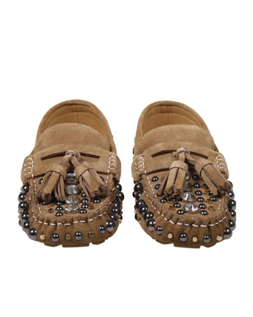 Strategia Brown R 51 Studded Tassel Flat Shoes