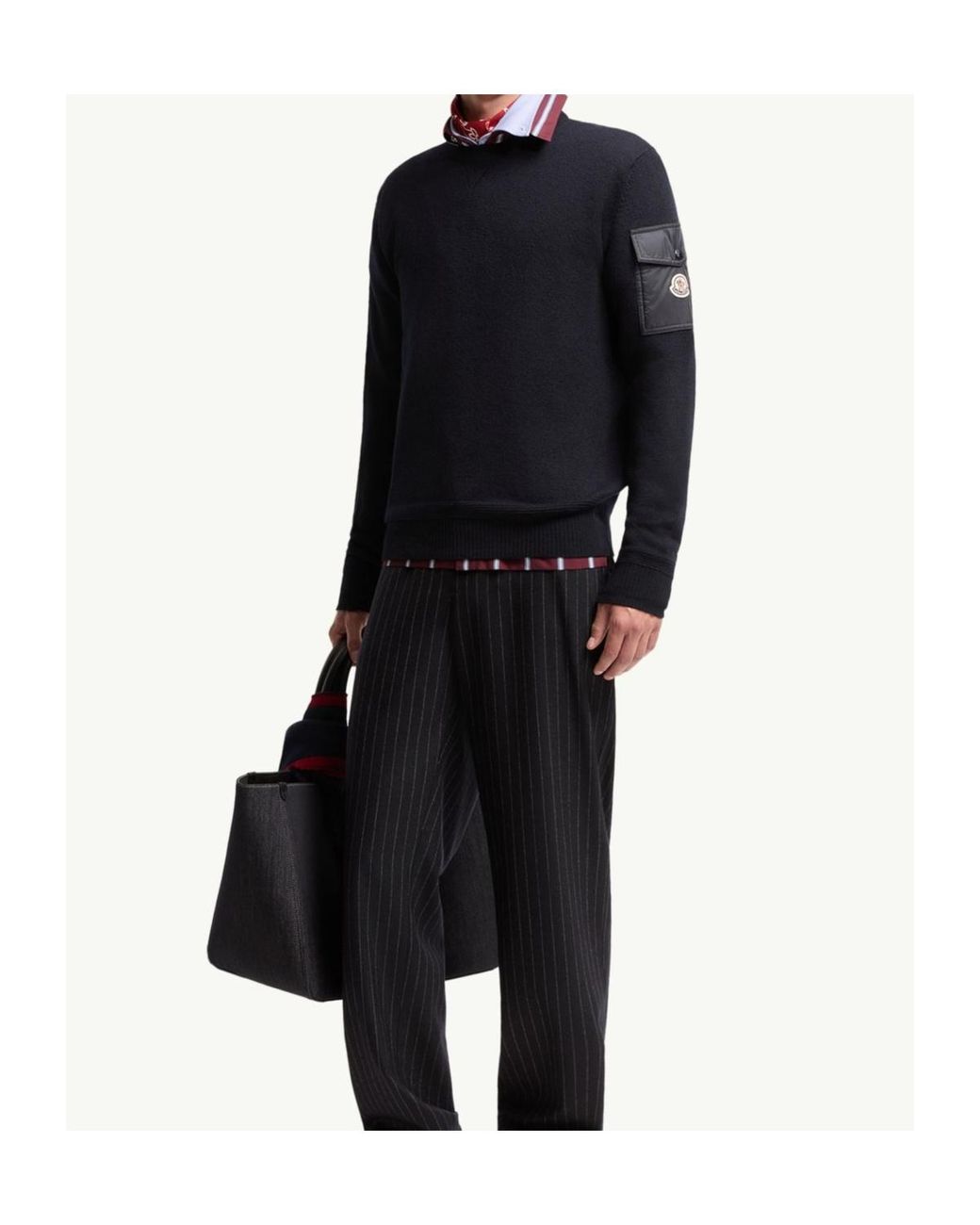 Moncler Blue Logo Patch Crewneck Jumper for men