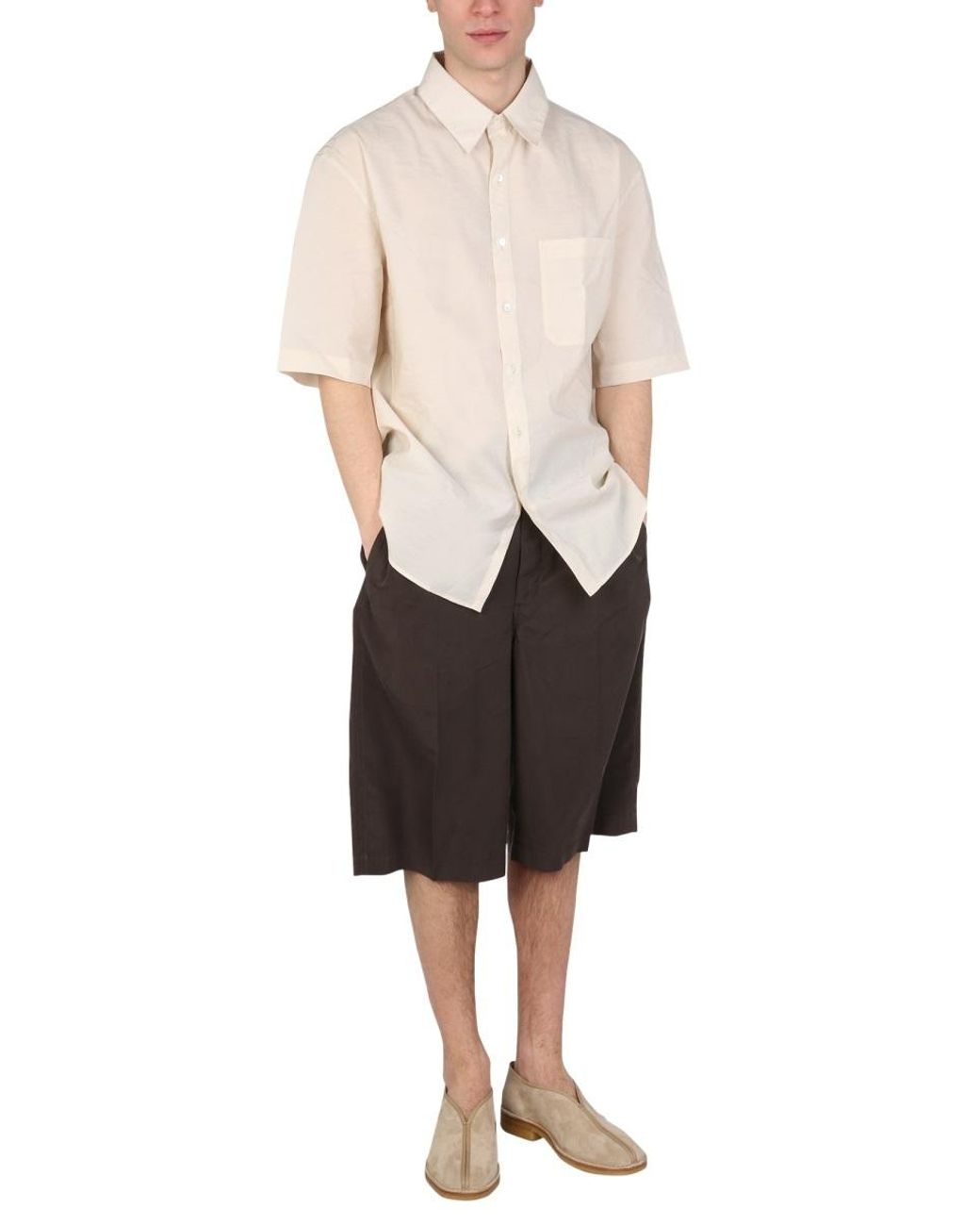 Lemaire White Short-Sleeve Chest-Pocket Shirt for men