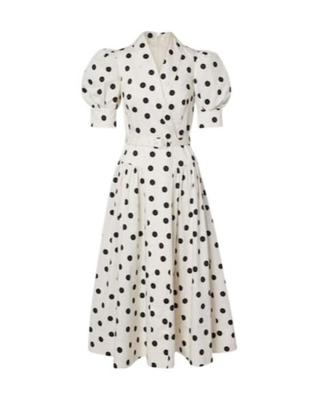 Rebecca Vallance White Maisie Polka-Dot Cotton-Blend Midi Dress