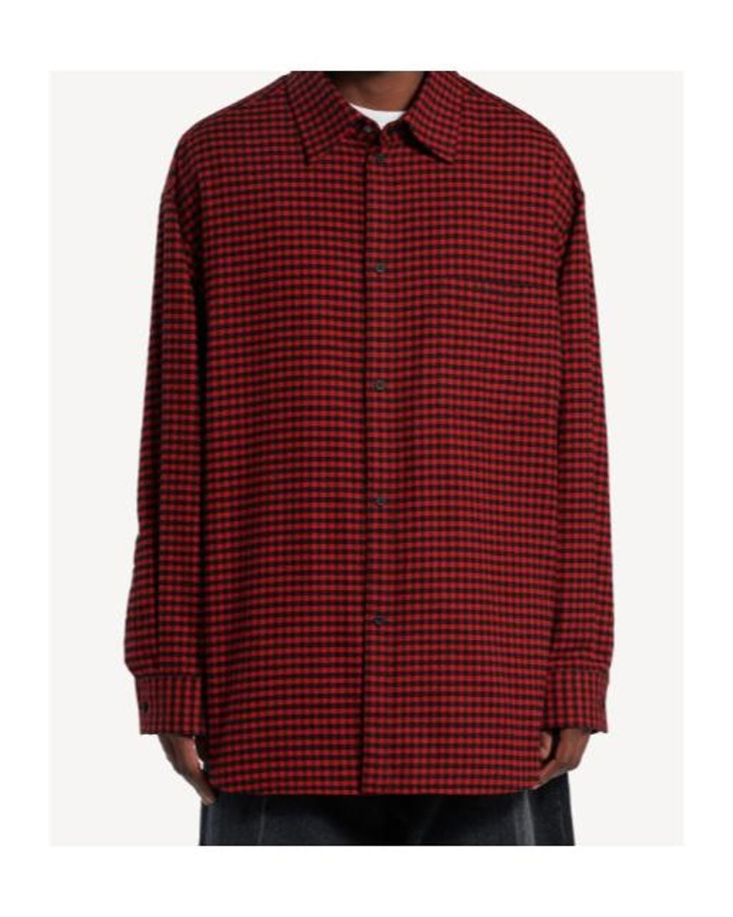 Balenciaga Red Checked Long-Sleeve Shirt for men