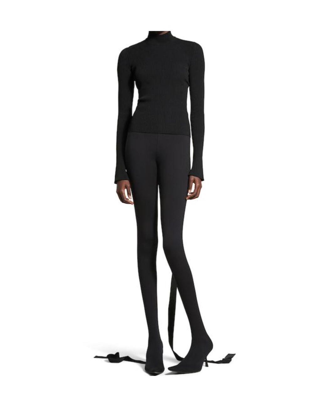 Balenciaga Black Lace-Up Fitted Turtleneck Jumper