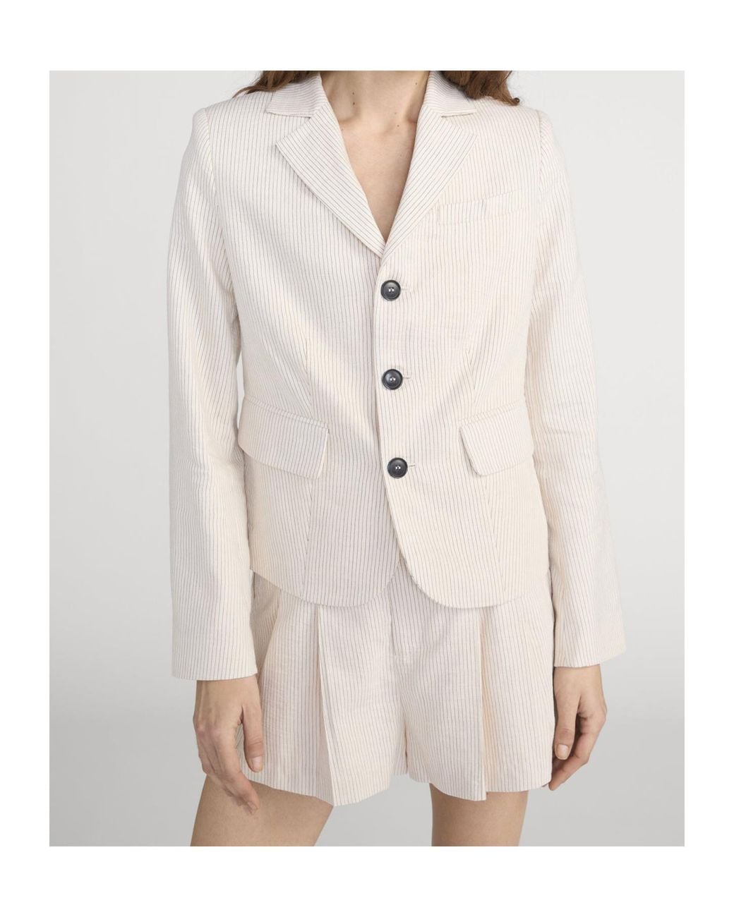 FRAME White The Striped Smart Blazer