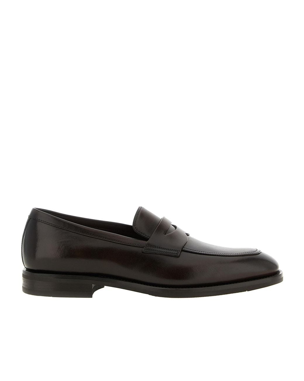 Santoni Black Gregor Leather Loafers for men