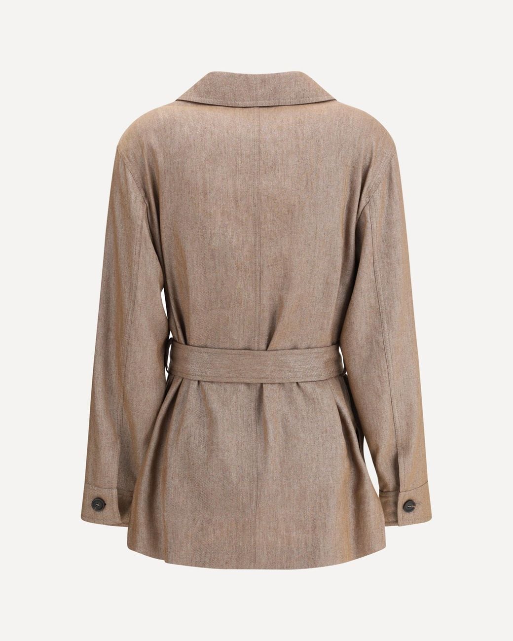Brunello Cucinelli Natural Long-Sleeved Belted Jacket