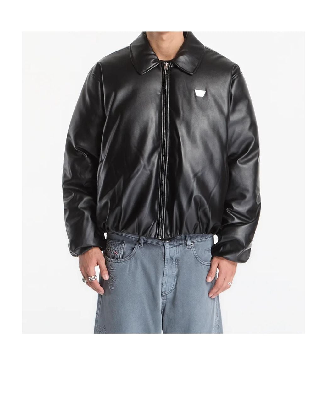 M I S B H V Black Puffer Bomber Jacket for men