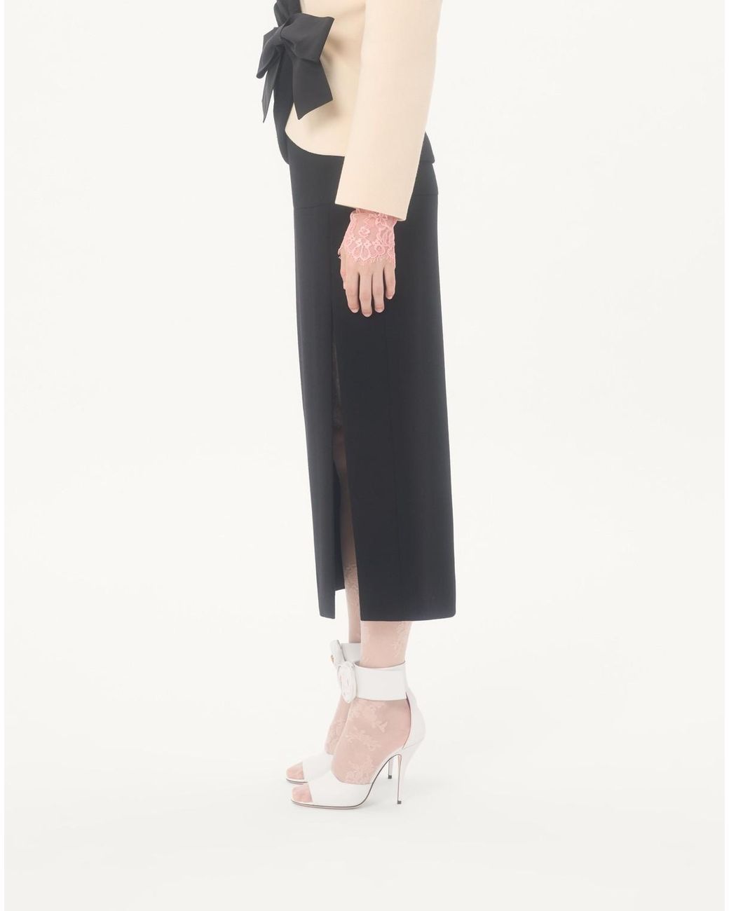 Valentino Black Side Slit Midi Skirt