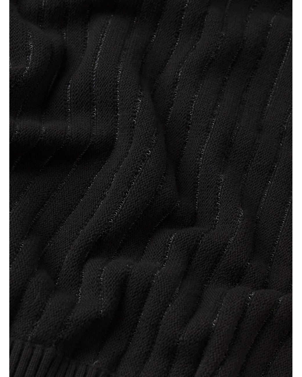 FRAME Black Sheer Ribbed Knitted Sweater
