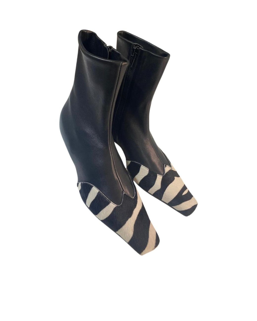 Khaite Blue Square-Toe Ankle Boots
