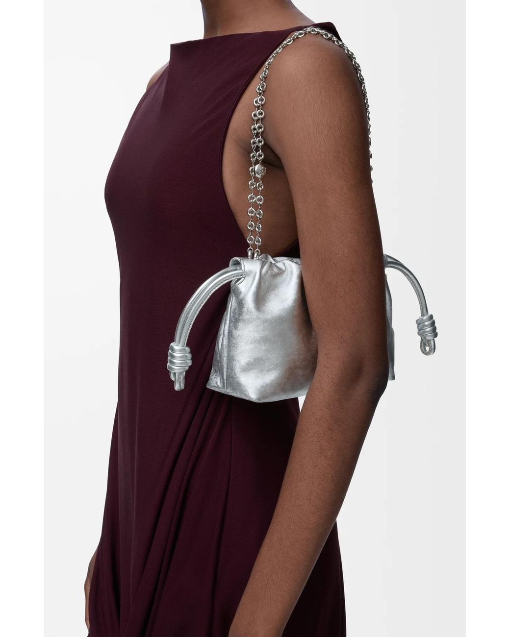 Loewe White Mini Flamenco Clutch Bag