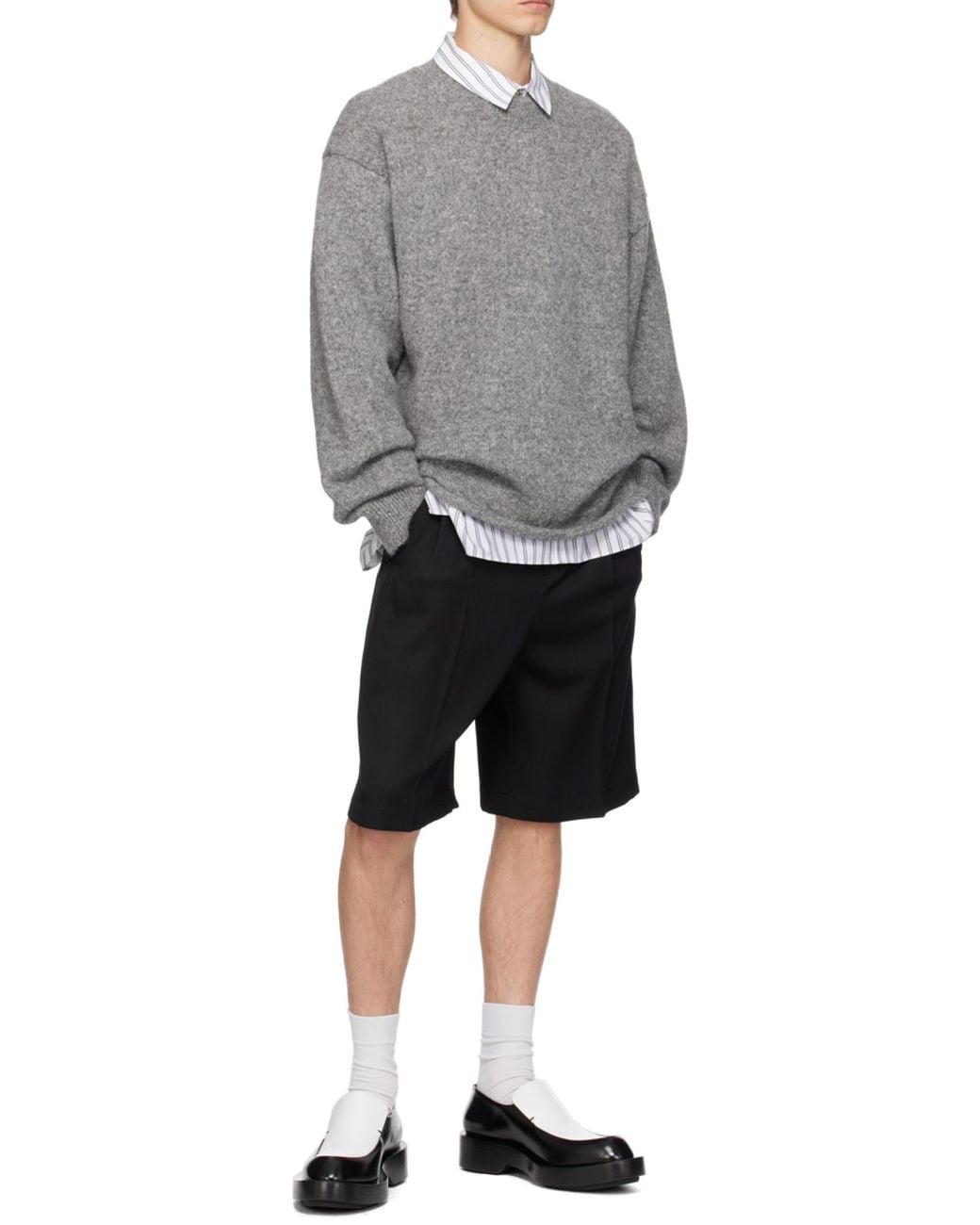 Jacquemus Gray Logo Detailed Knitted Jumper for men