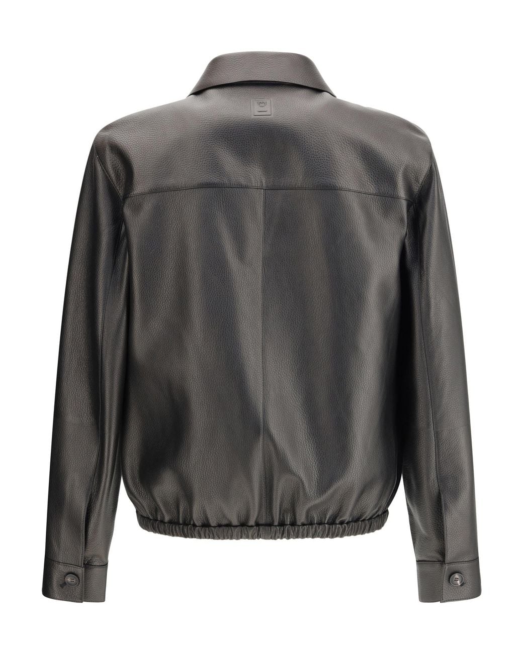 Ferragamo Black Ferragamo Zip-Up Leather Jacket for men