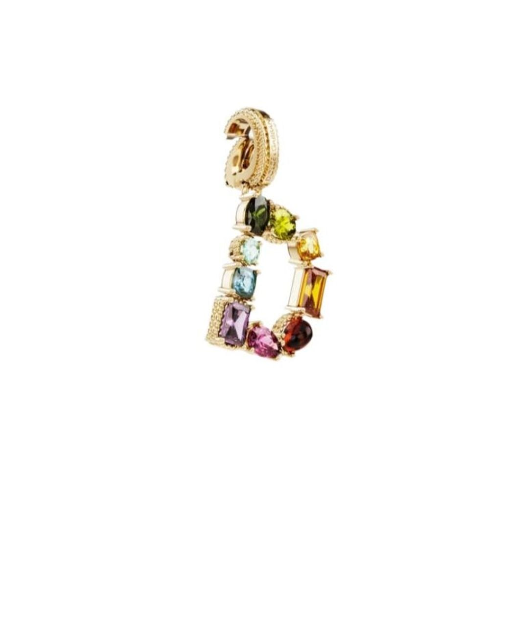 Dolce & Gabbana White Alphabet D 18Kt Multi-Stone Pendant