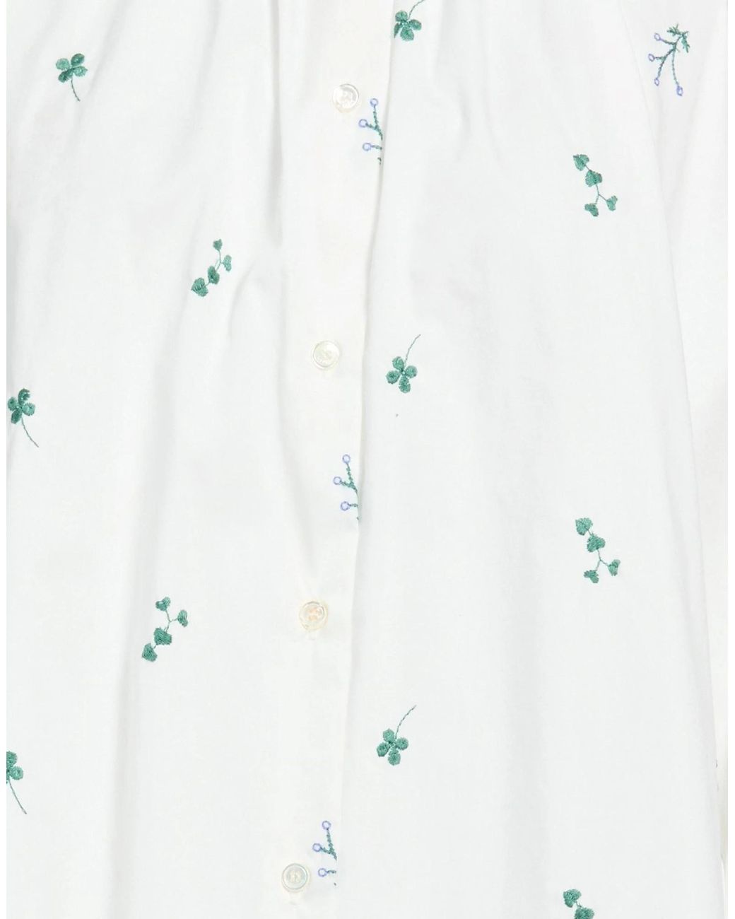 Weekend by Maxmara White Solid Color With Embroidery, Classic Turn-Down Collar, Button