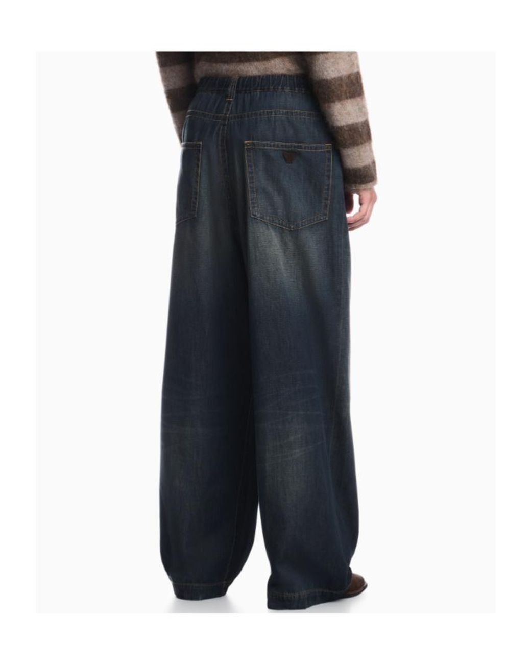 Emporio Armani Gray Denim Jeans With Elastic Waistband And Contrast Stitching for men
