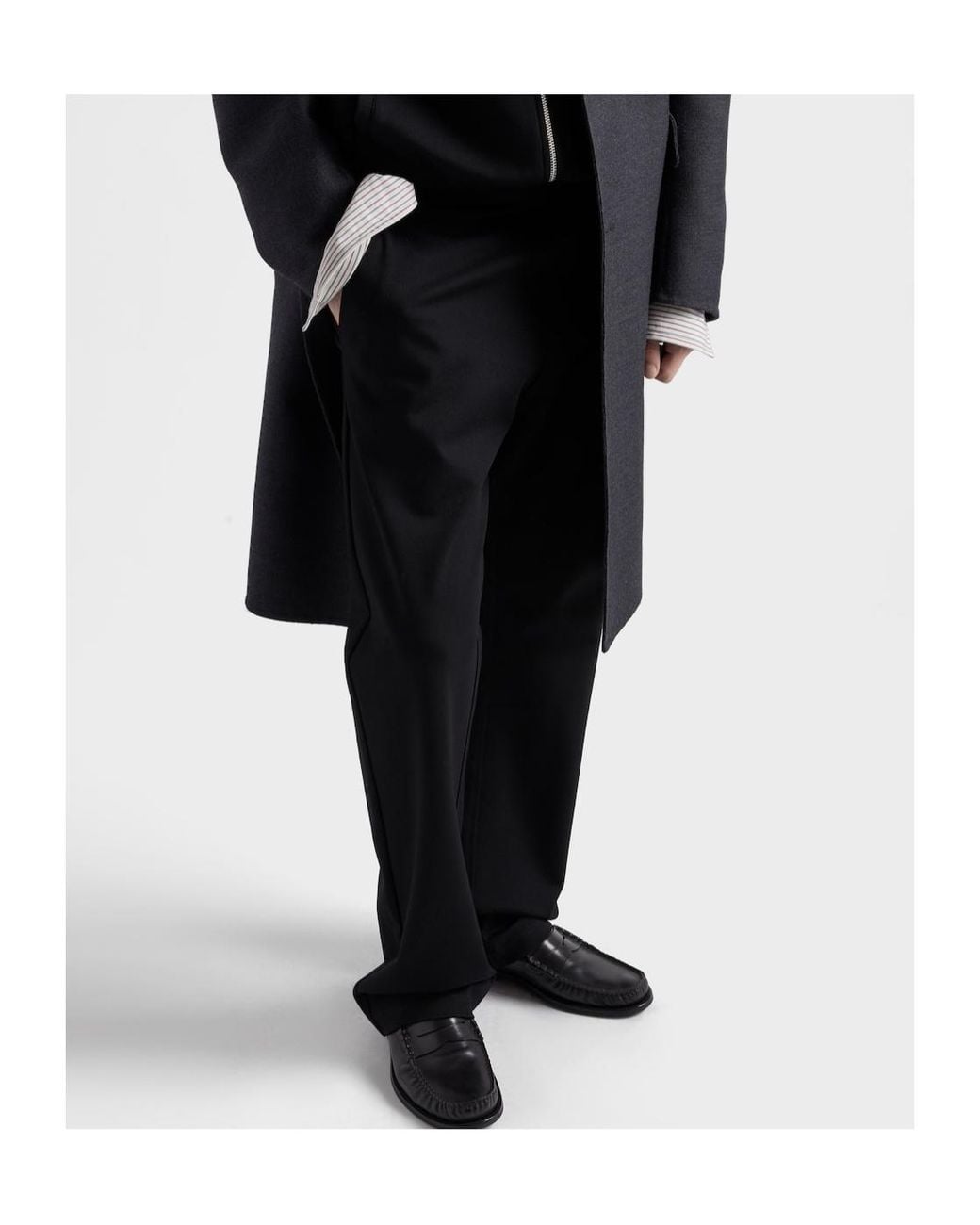 Prada Black Fleece Pants With Re-Nylon Details for men