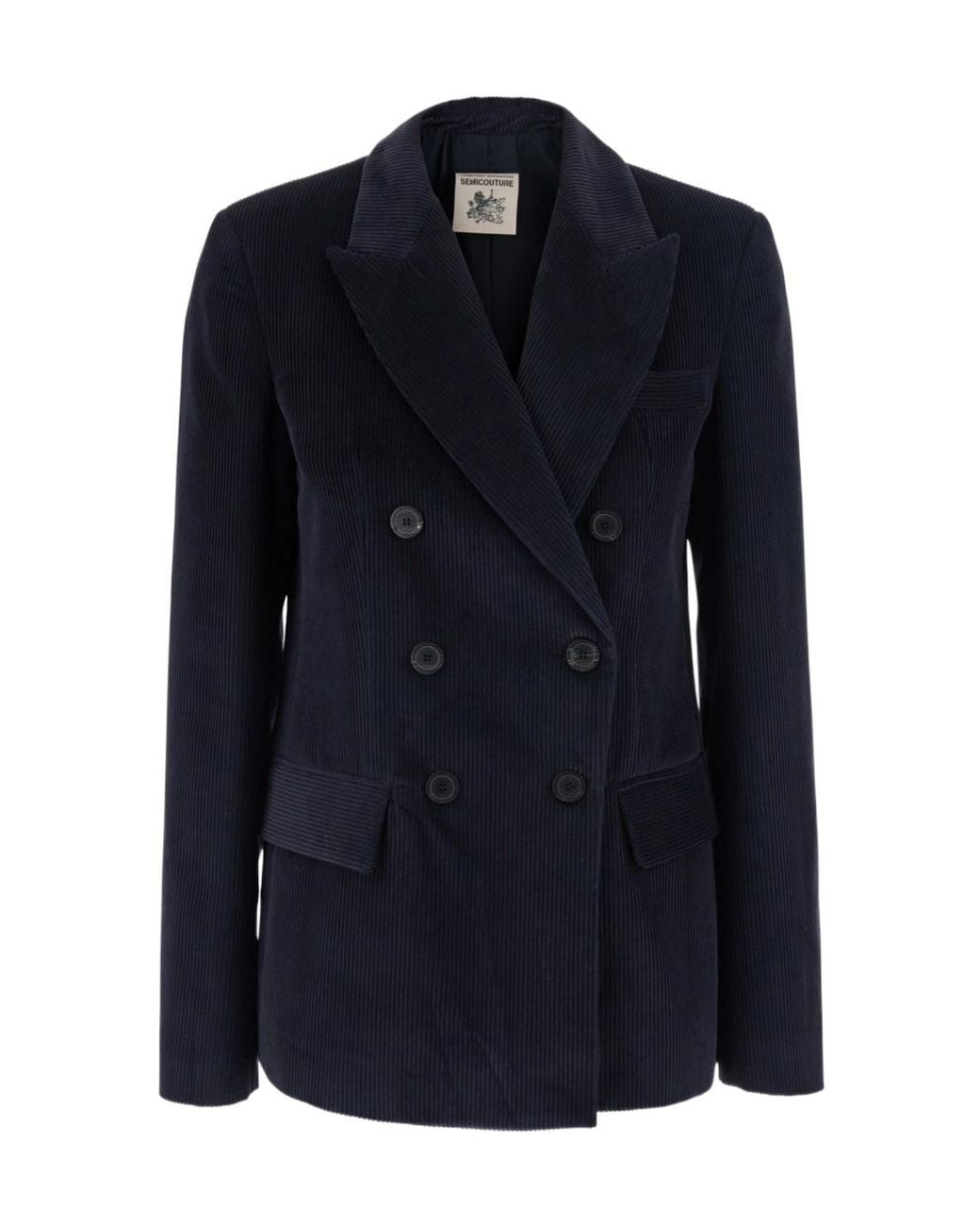Semicouture Blue Semi Couture Double-Breasted Corduroy Blazer