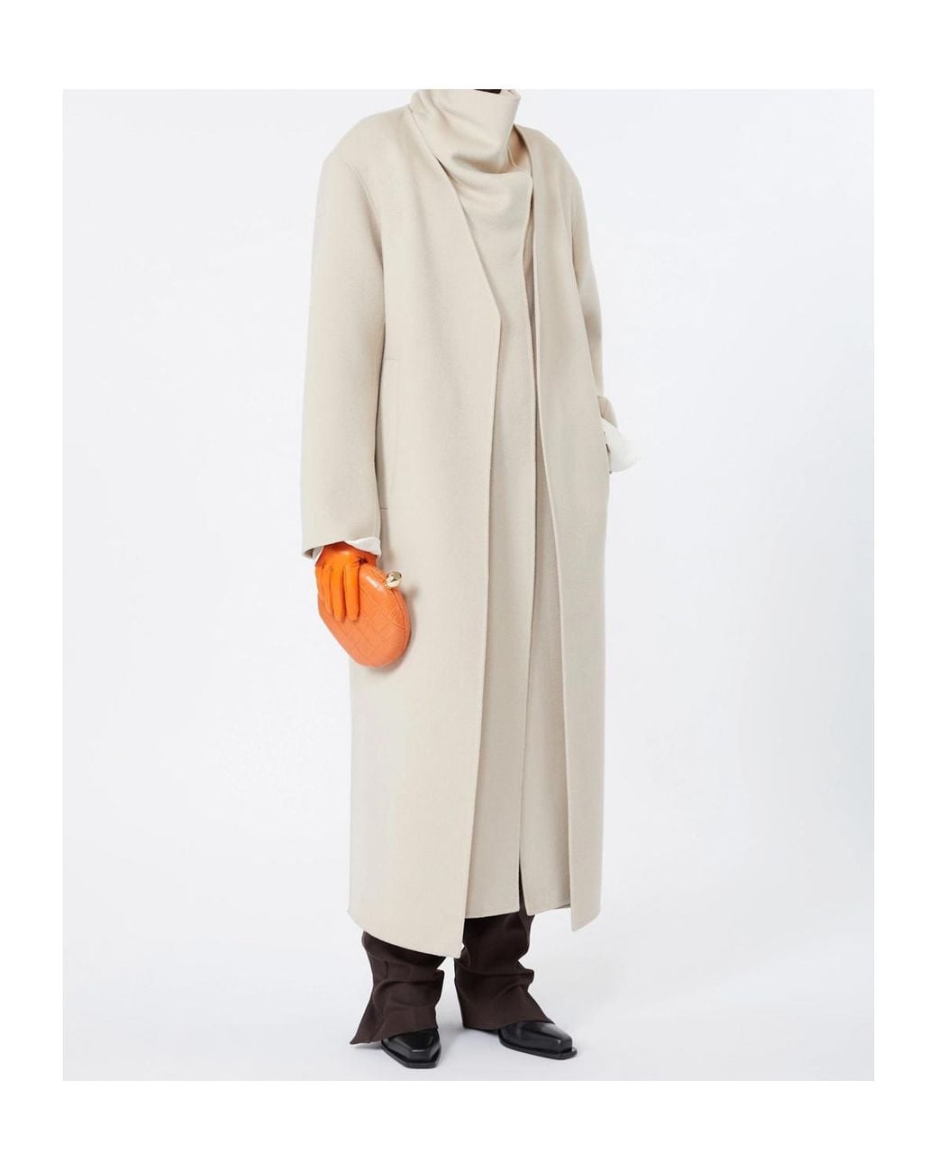 Sportmax White Long Pure Wool Coat