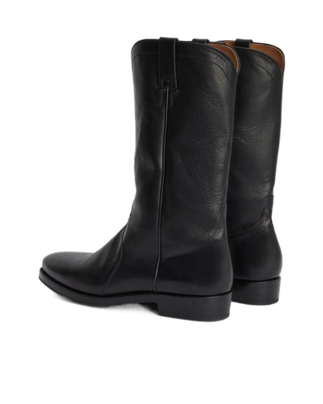 Jil Sander Black Round Toe Aged Effect Boots