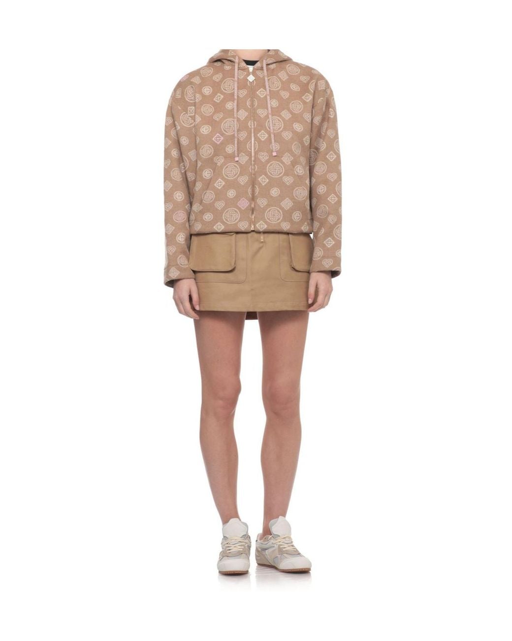 Casablanca Natural Monogram Zip-Up Hoodie