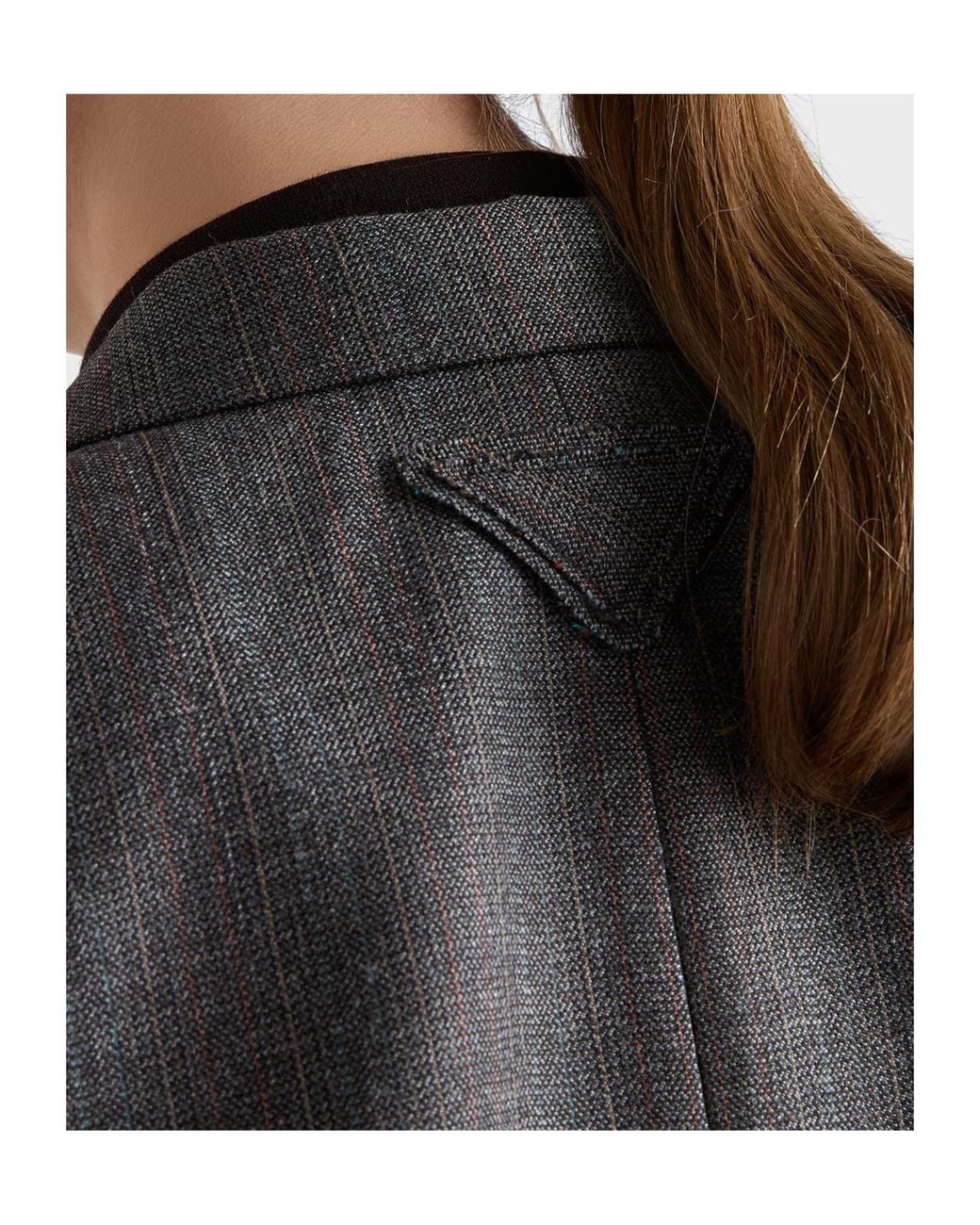 Prada Gray Double-Breasted Pinstriped Mouliné Wool Jacket