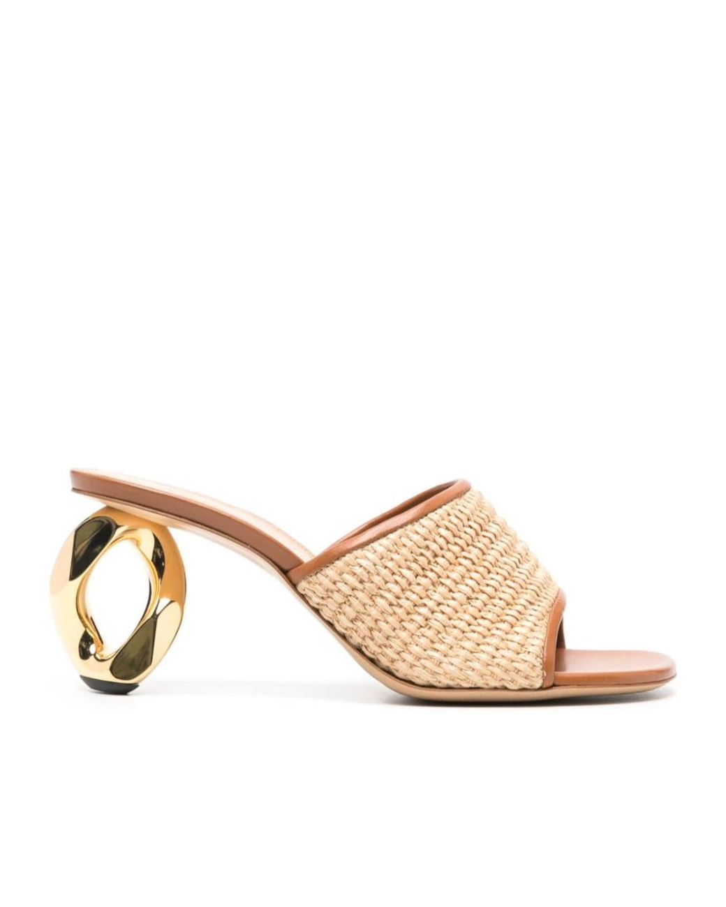 J.W. Anderson Natural 80Mm Chain-Heel Raffia Mules