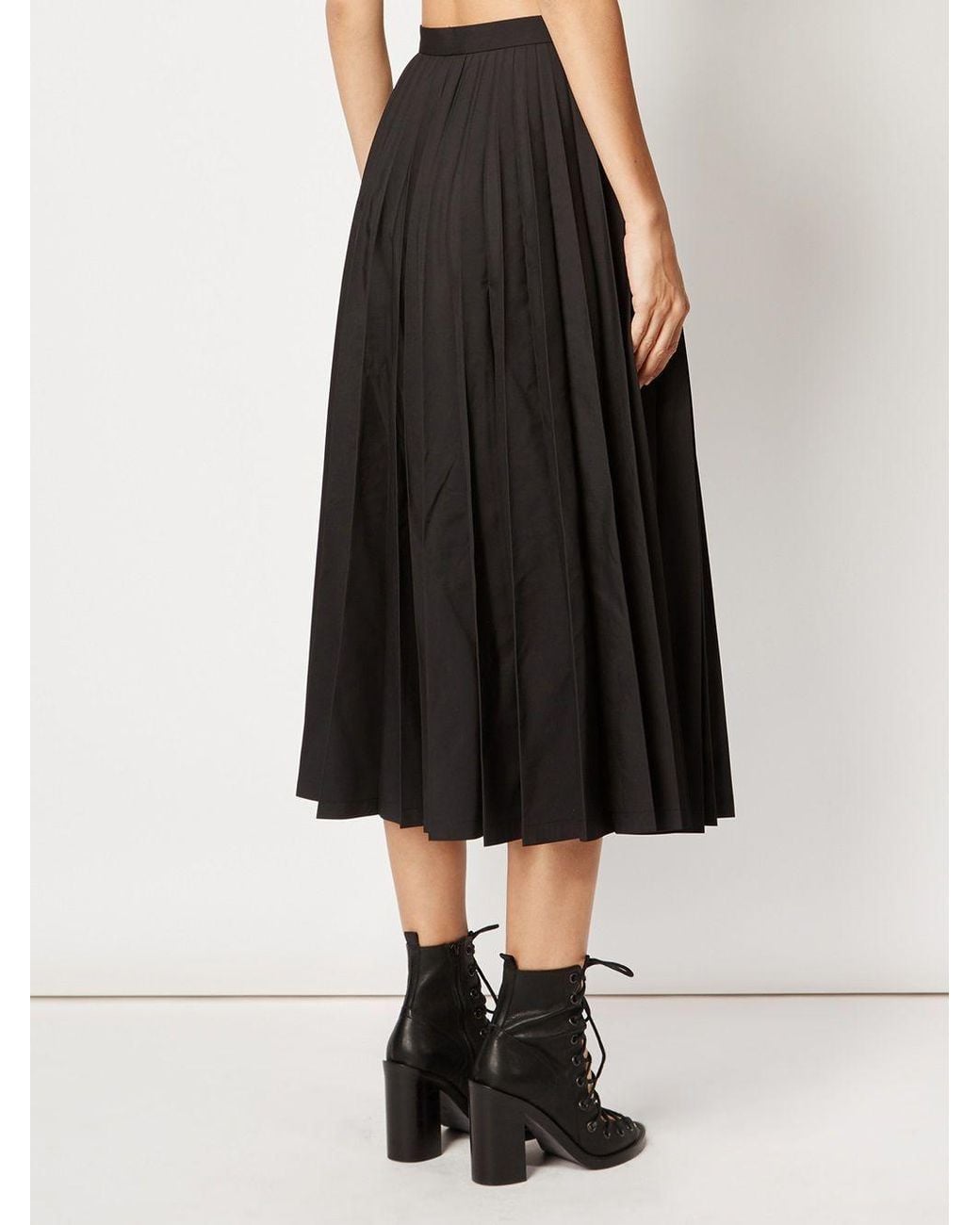 Junya Watanabe Black Pleated Design Midi Skirt