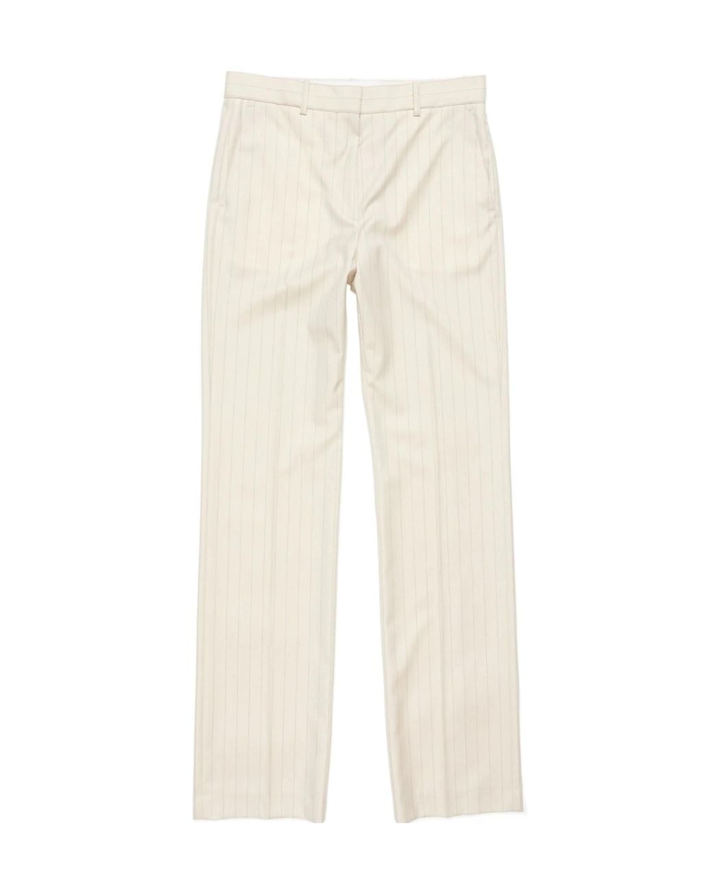 Acne Natural Wool Pinstripe Trousers