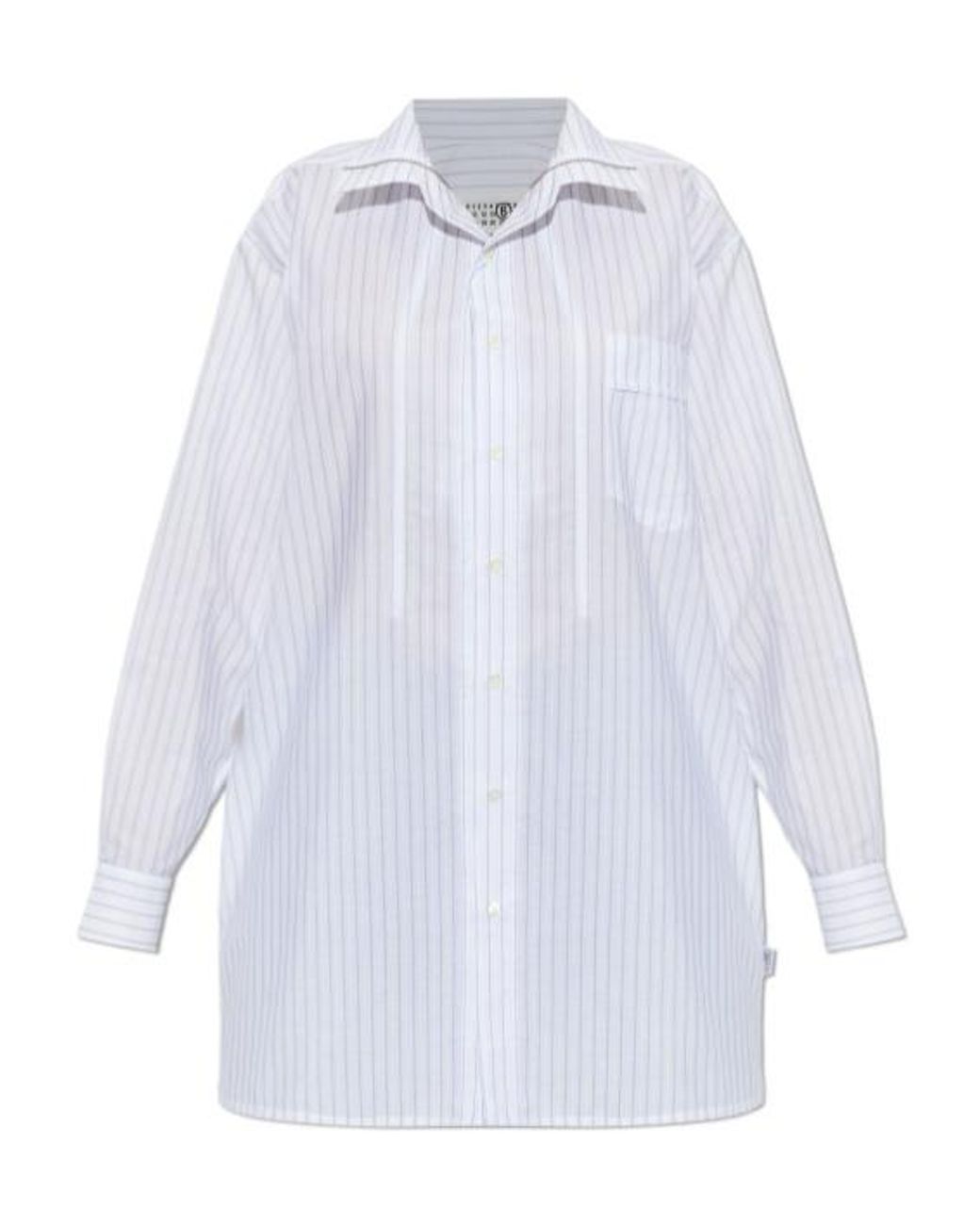 MM6 by Maison Margiela White Oversized Striped Shirt