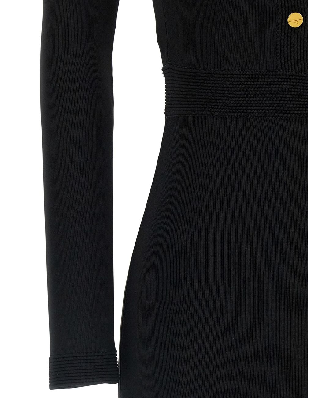 Elisabetta Franchi Black Jewel Cufflinks Knit Dress