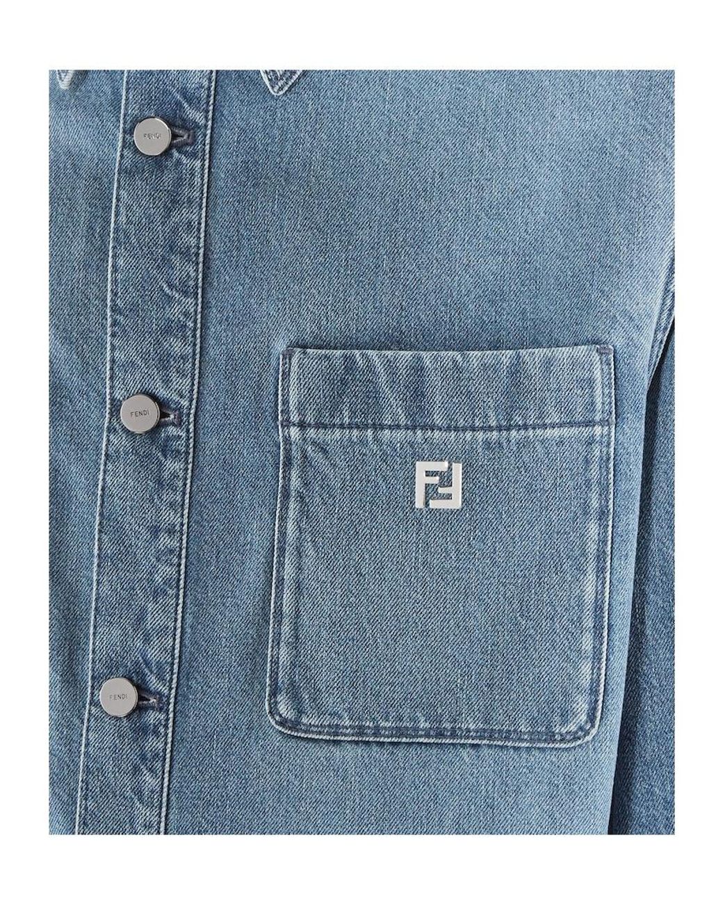 Fendi Blue Light Denim Shirt for men