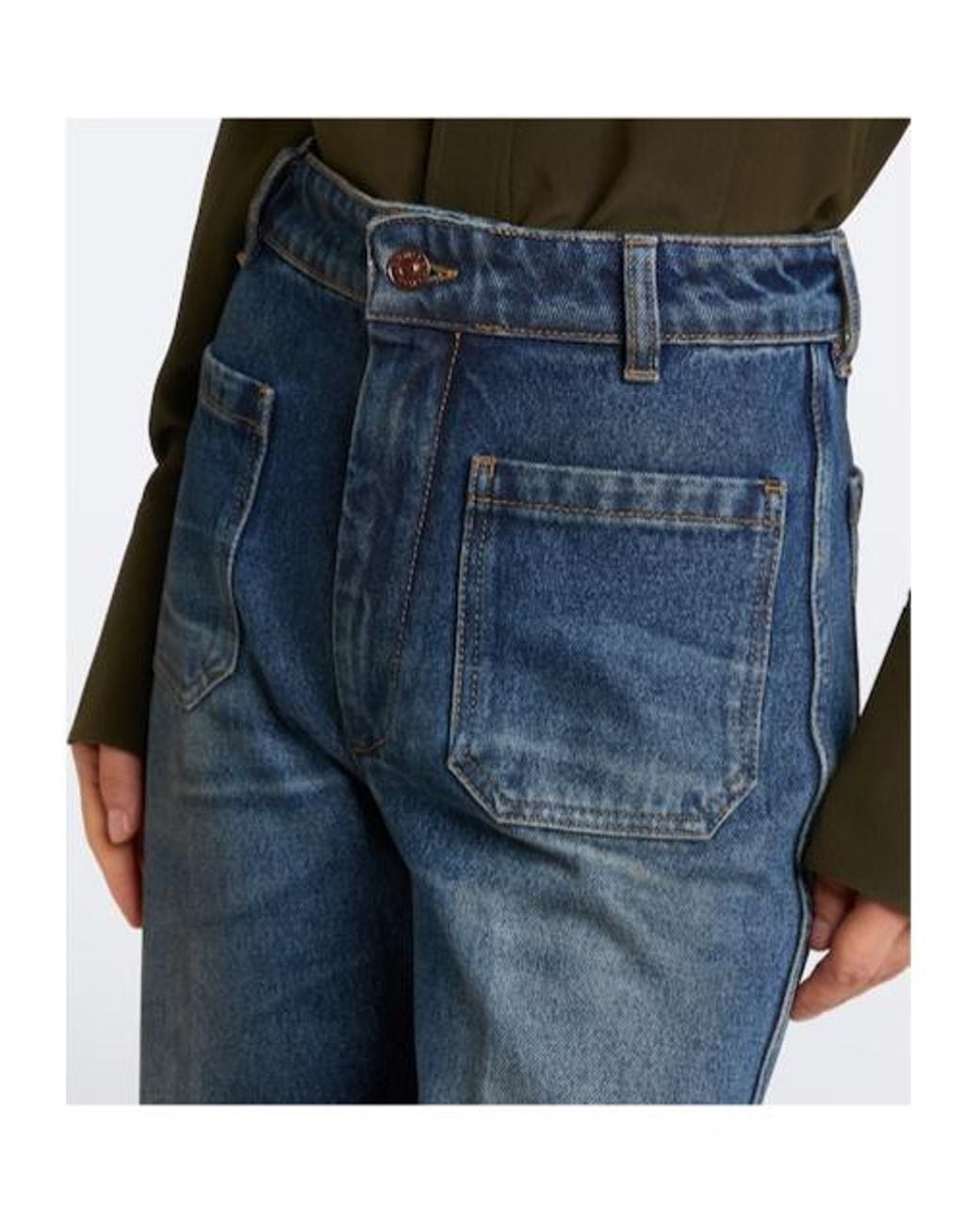 Victoria Beckham Blue Faded Wide-Leg Jeans