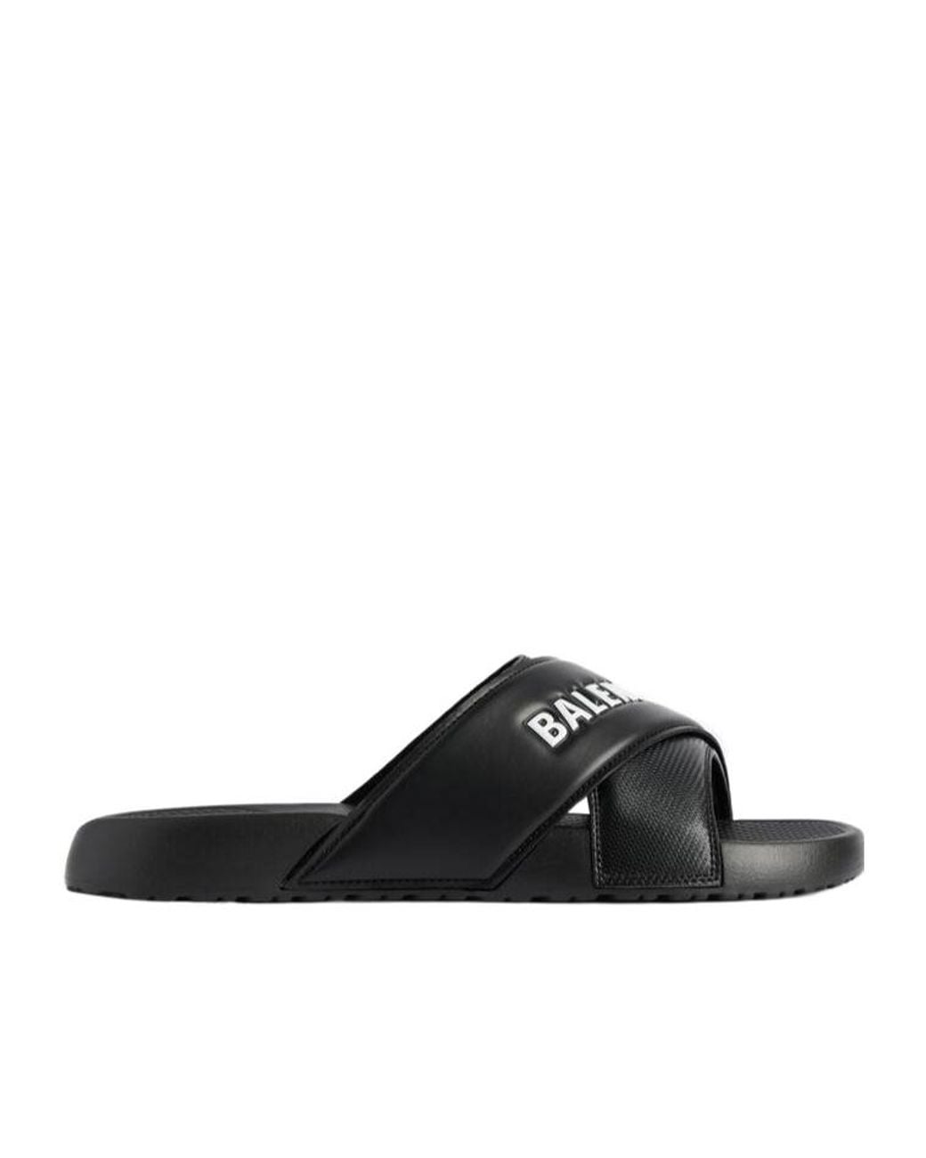 Balenciaga Black Crisscross Logo Slides for men