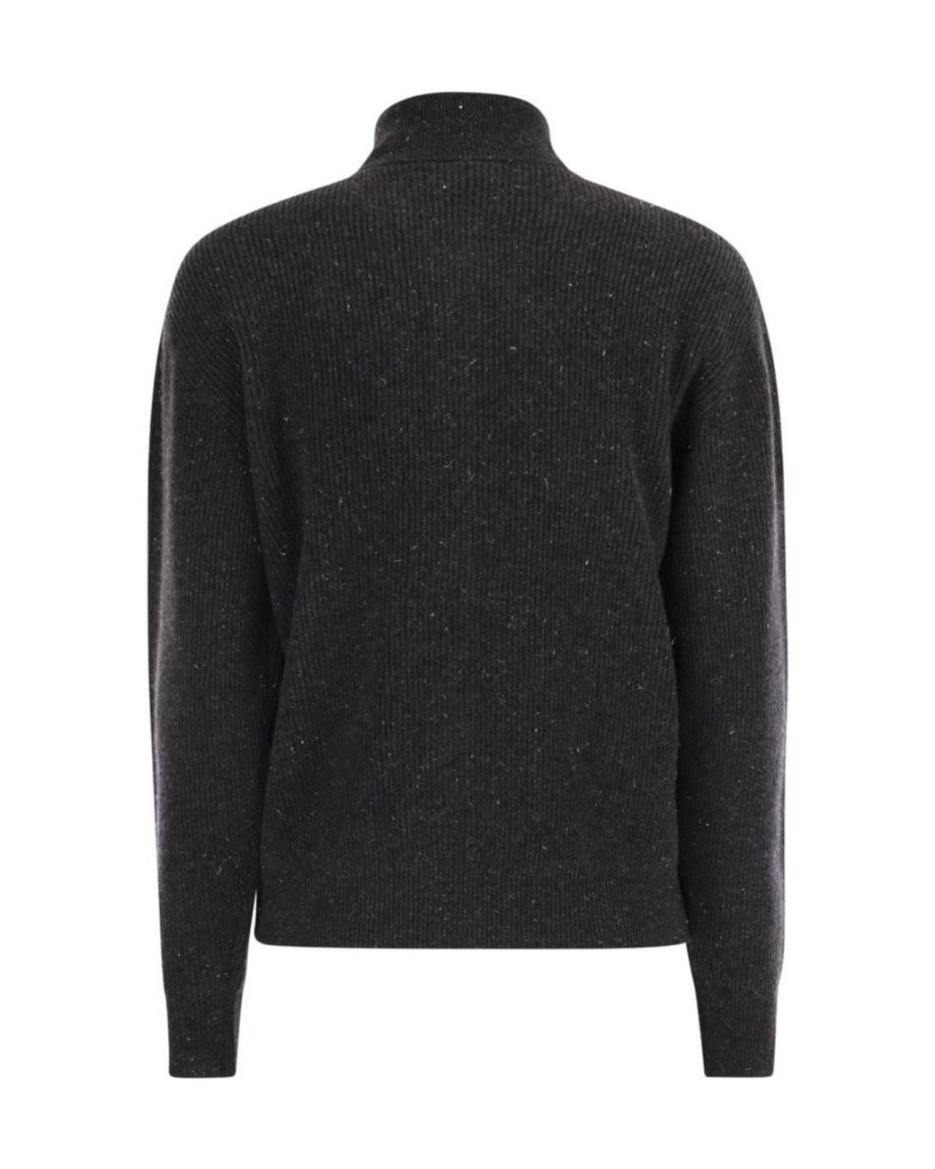 Peserico Black Button-Front Long-Sleeve Knit Cardigan