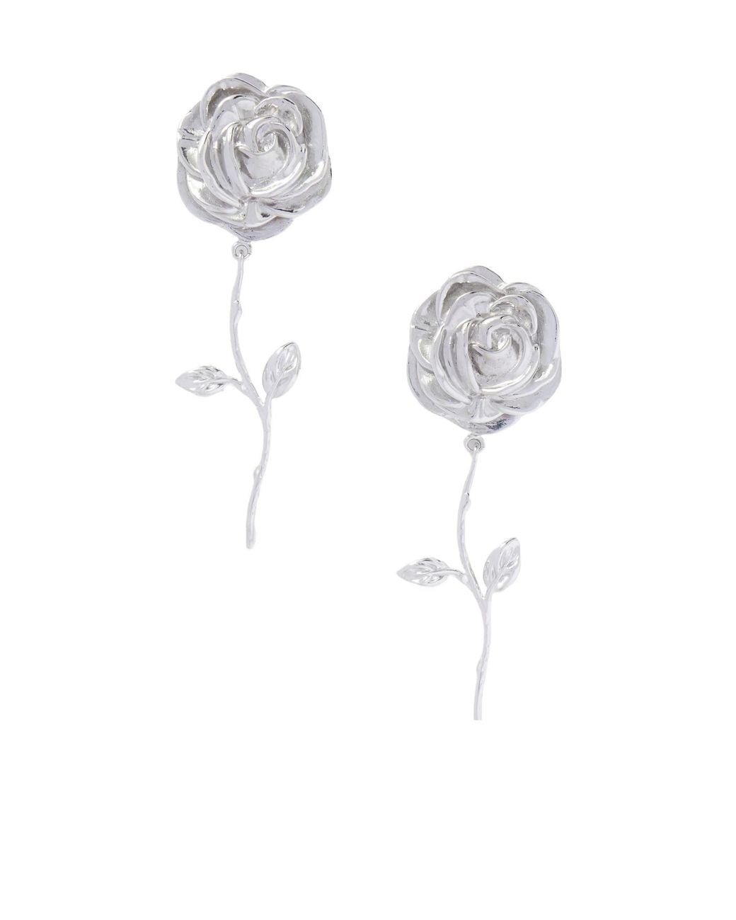 Magda Butrym White Rose Stem Earrings