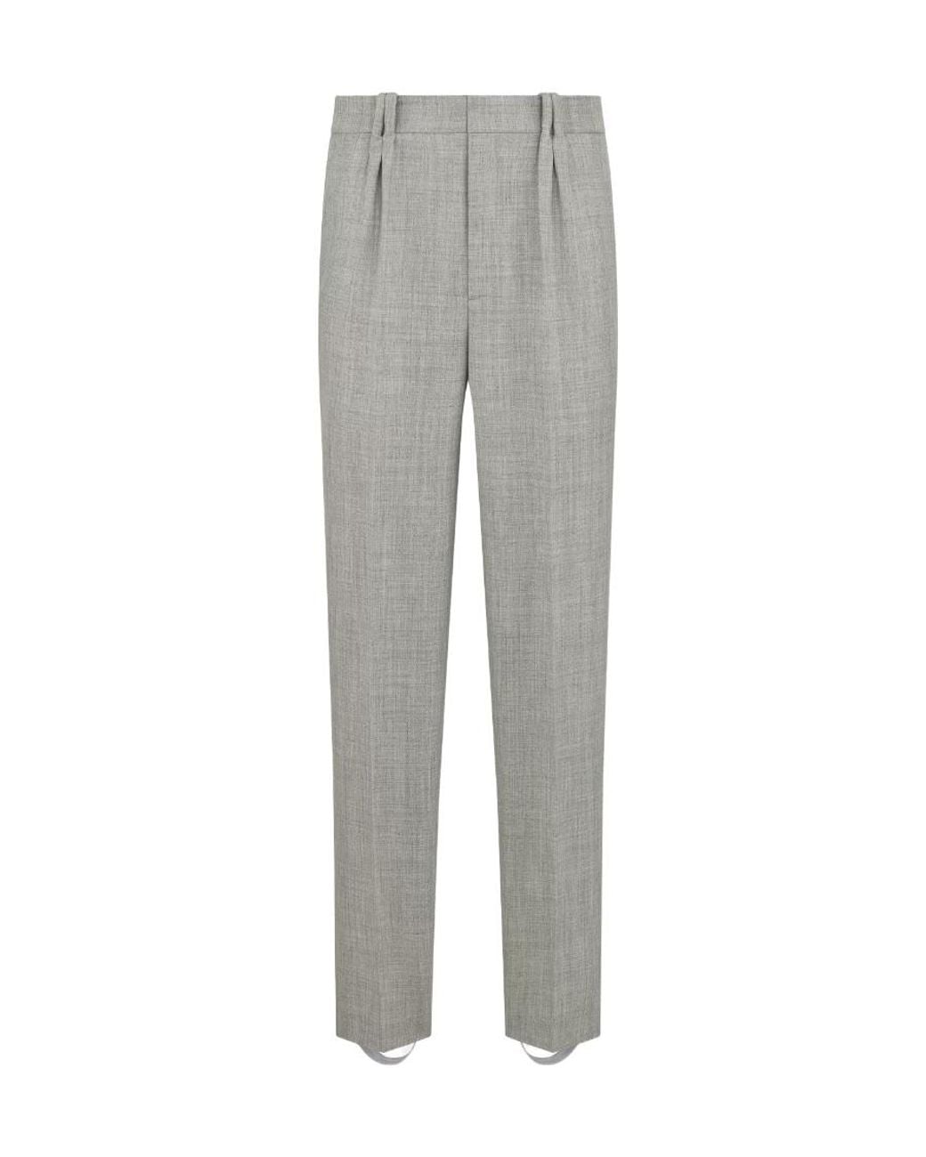 Dior Gray Homme Straight Leg Pleated Pants for men