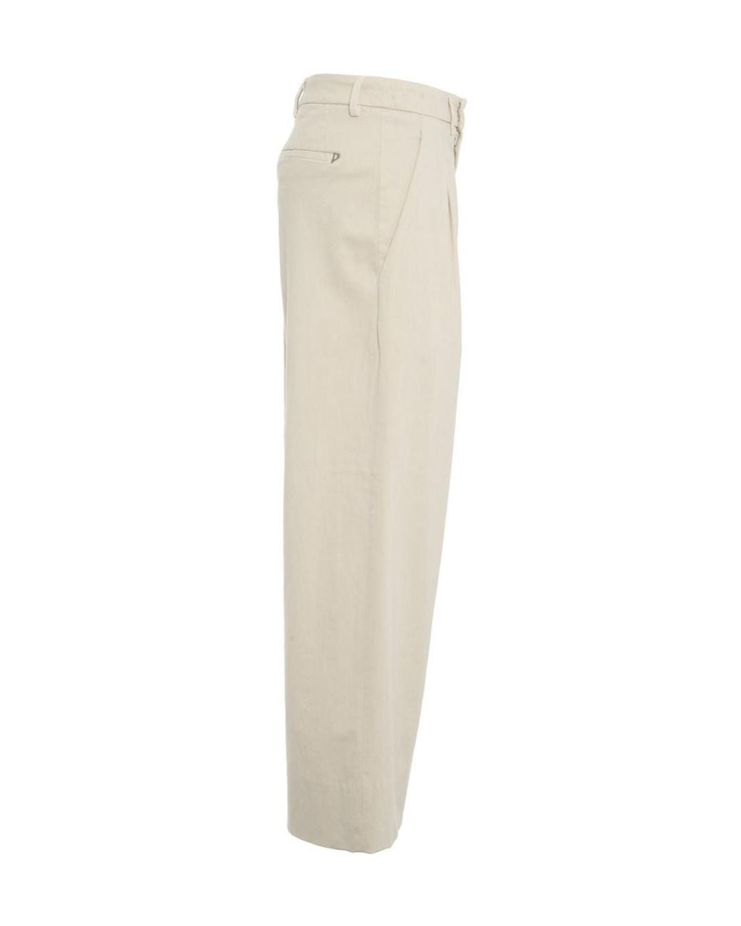 Dondup White Pleated Wide-Leg Casual Trousers