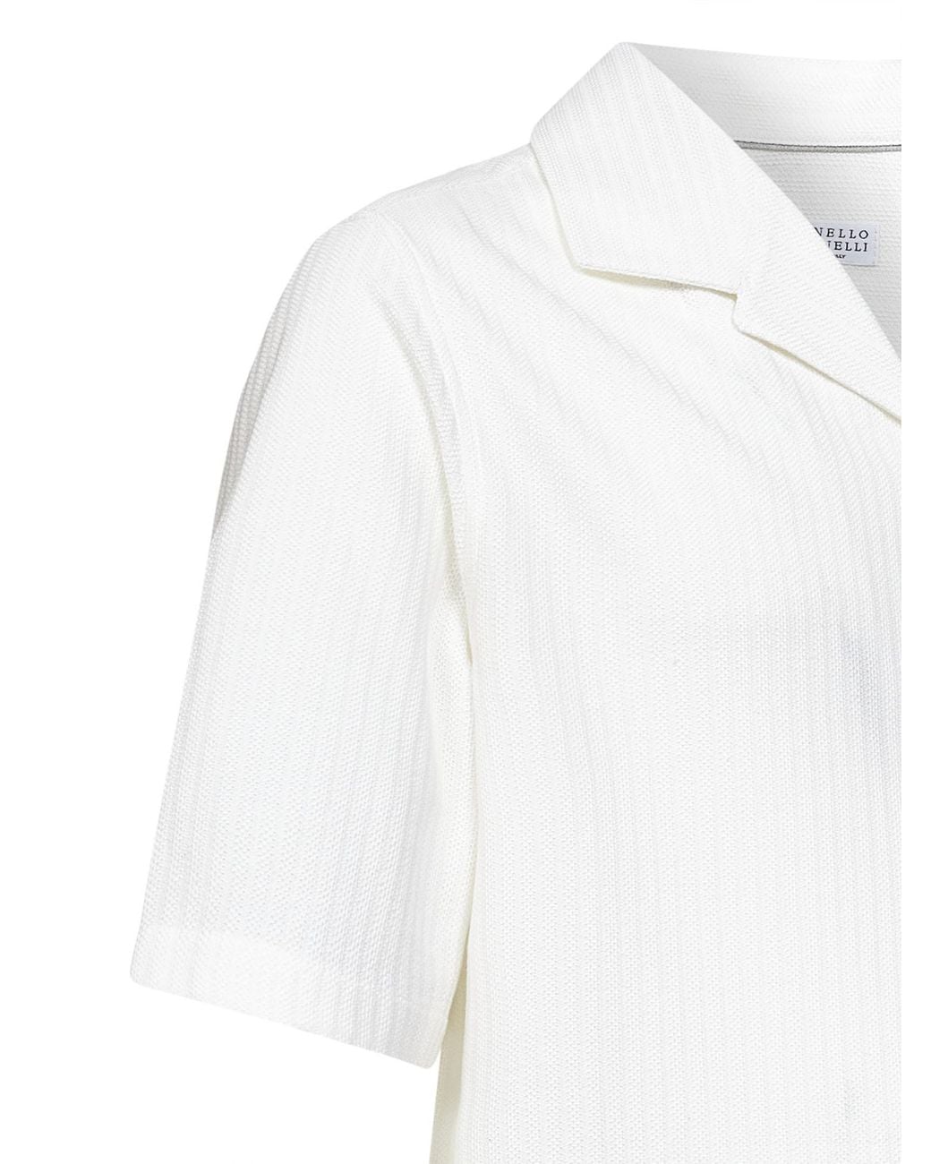 Brunello Cucinelli White Striped Straight Shirt for men