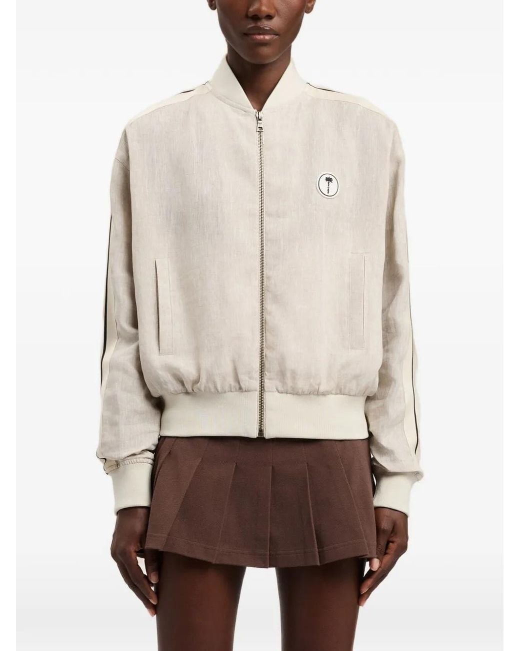 Palm Angels White Tree Logo Track Bomber Jacket