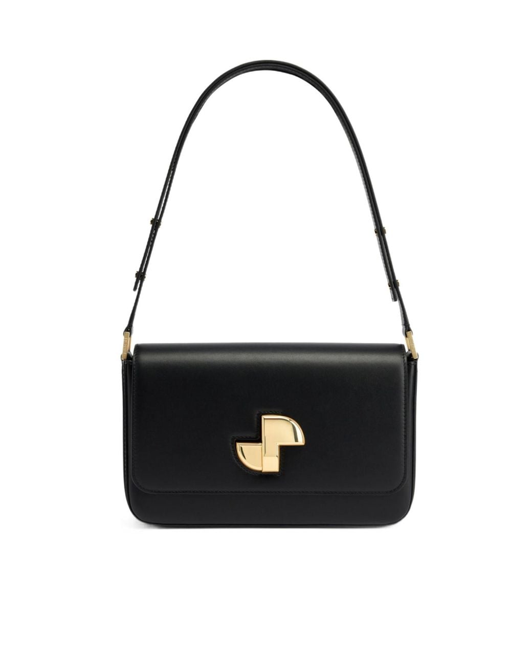 Patou Black Le Lock Foldover Top Shoulder Bag