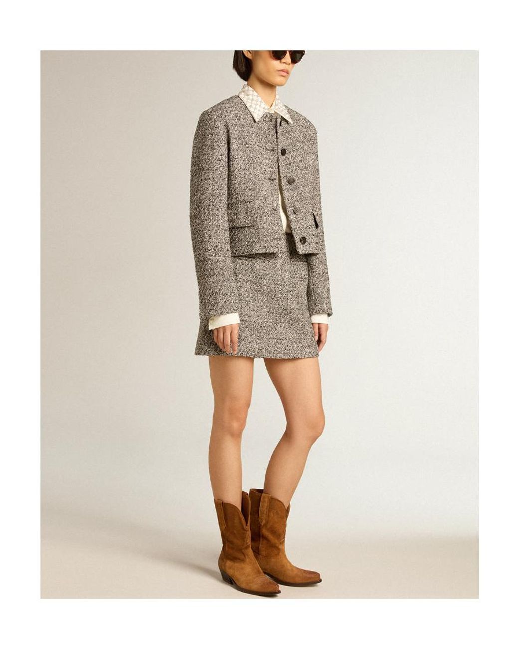 Golden Goose Deluxe Brand Gray Journey Crewneck Buttoned Jacket