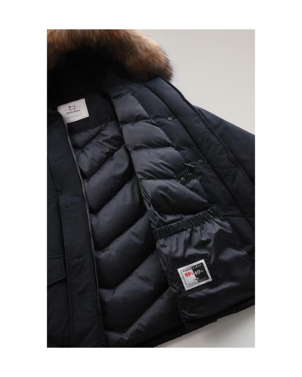 Woolrich Black Arctic Hooded Buttoned Jacket