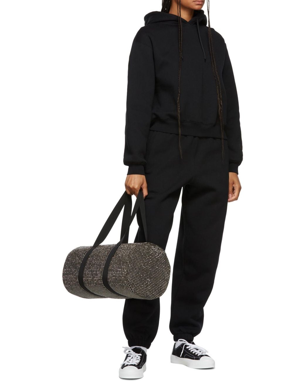 T By Alexander Wang Black Alexander Wang Logo Printed Elasticated Waist Pants