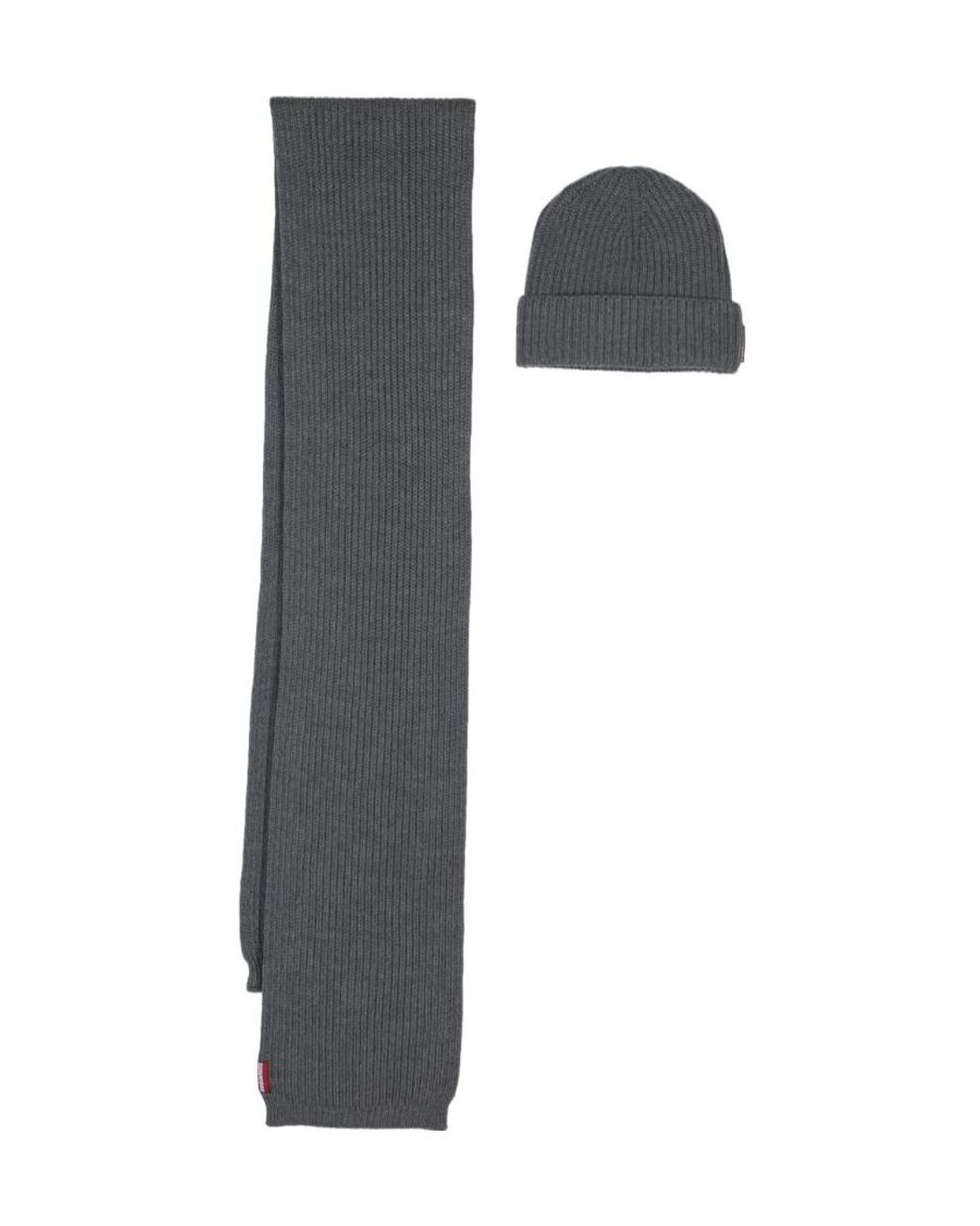 DSquared² White Logo Patch Scarf-Beanie Set for men